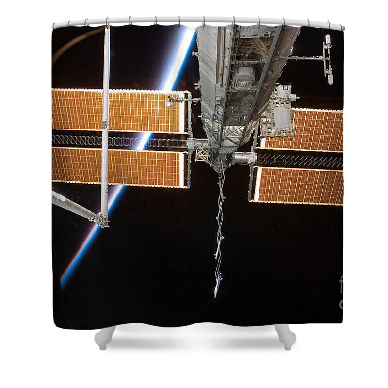 Nasa Shower Curtain featuring the photograph Iss Solar Array #1 by Nasa