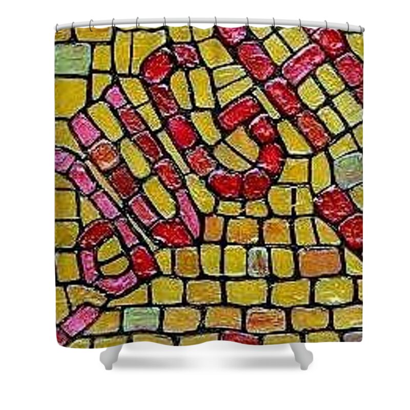Live Laugh Love Shower Curtain featuring the painting Live Laugh Love #1 by Cynthia Amaral