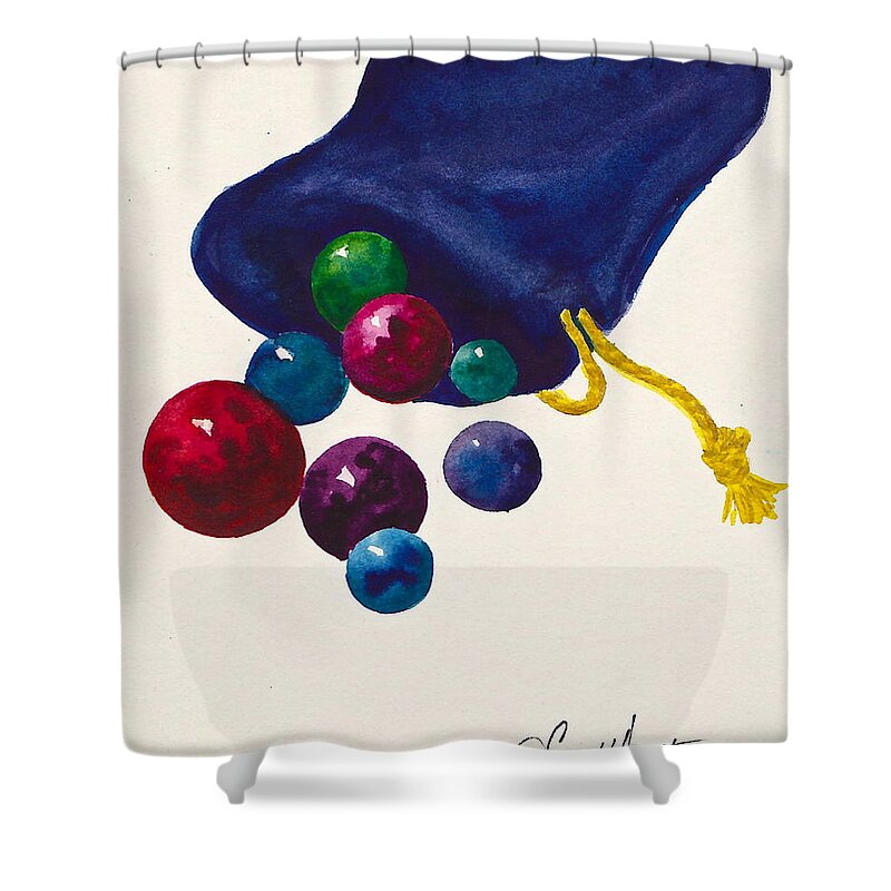 Marbles Shower Curtain featuring the painting Marbles #1 by Frank SantAgata