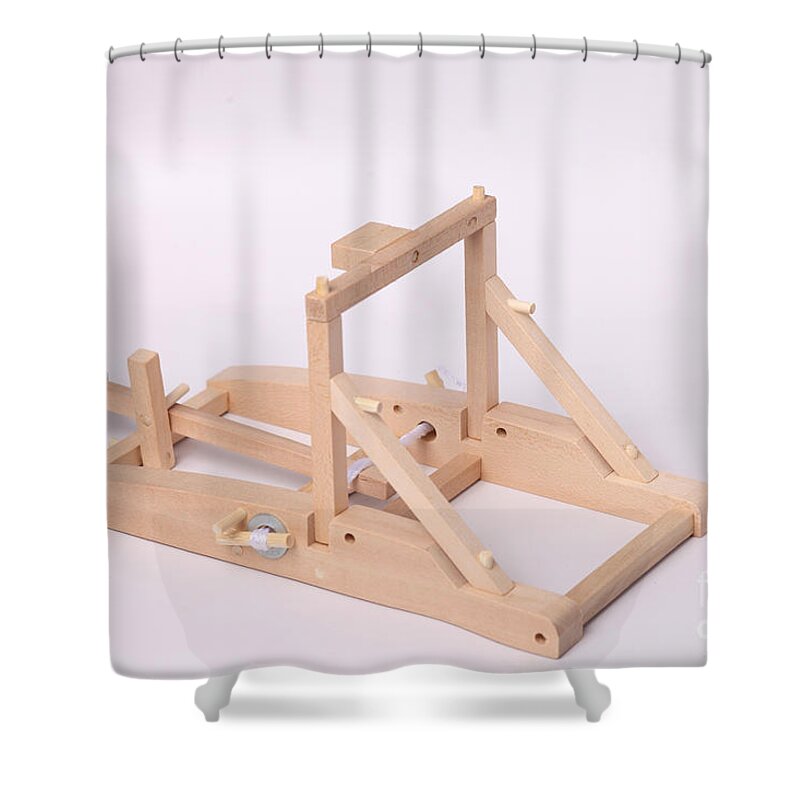 Catapult Shower Curtain featuring the photograph Model Catapult #1 by Ted Kinsman