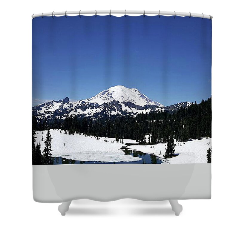 Mountain Shower Curtain featuring the photograph Mt Rainier #2 by Cherie Duran