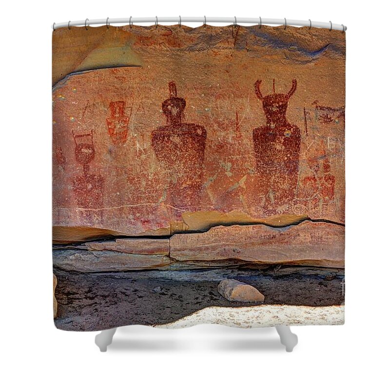 Sego Shower Curtain featuring the photograph Sego Canyon Indian Petroglyphs and Pictographs #1 by Gary Whitton