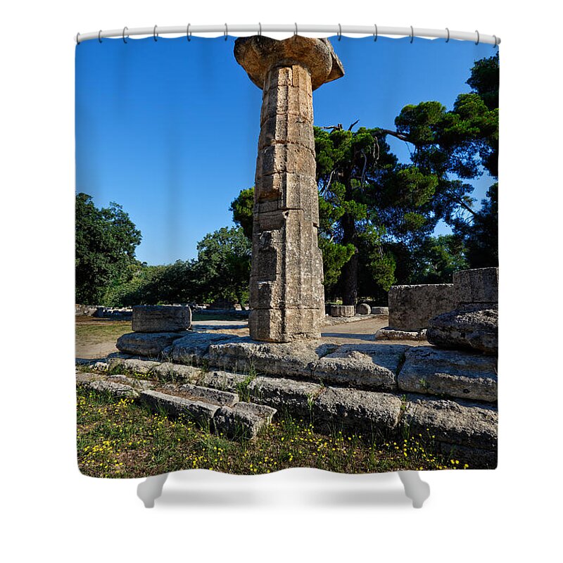 Ancient Shower Curtain featuring the photograph Temple of Hera - Ancient Olympia #1 by Constantinos Iliopoulos