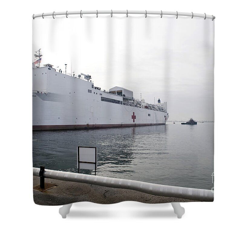Humanitarian Assistance Shower Curtain featuring the photograph The Military Sealift Command Hospital #1 by Stocktrek Images