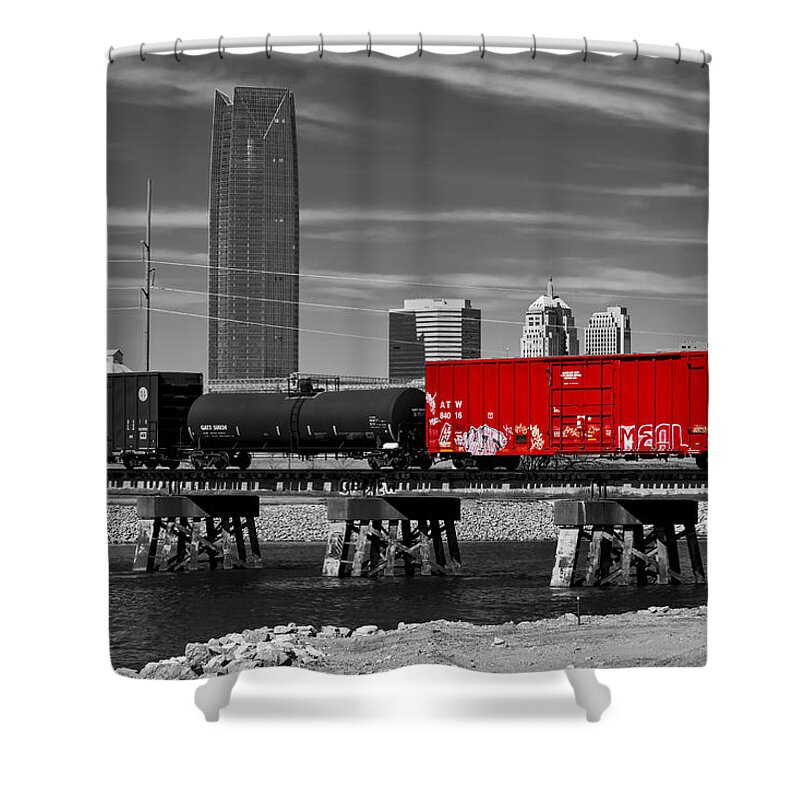 Red Shower Curtain featuring the photograph The Red Box Car #1 by Doug Long