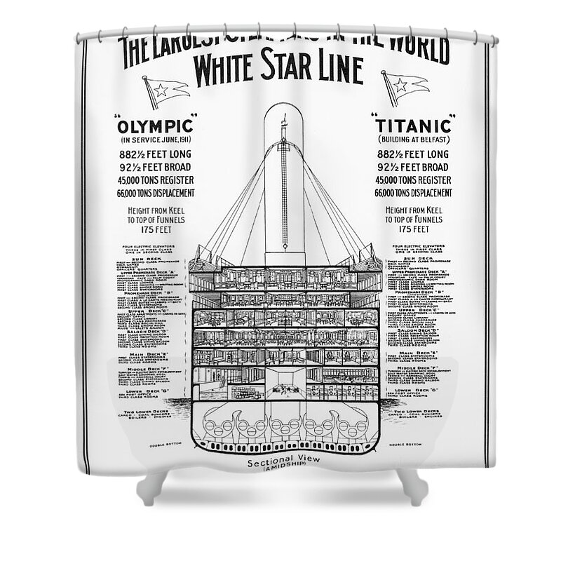 History Shower Curtain featuring the photograph The Titanic by Photo Researchers