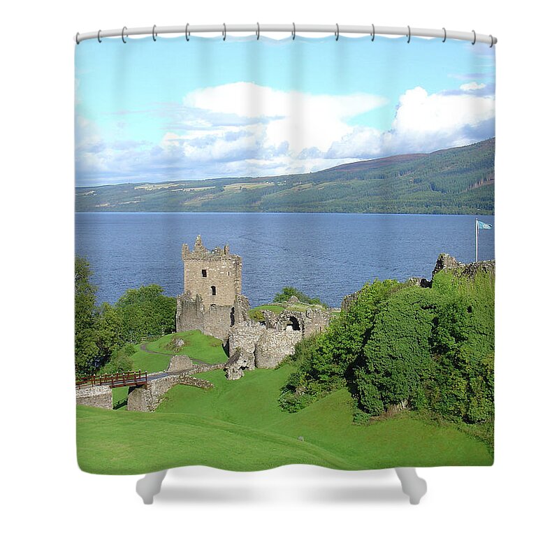 Loch Shower Curtain featuring the photograph Urquhart Castle by Charles and Melisa Morrison