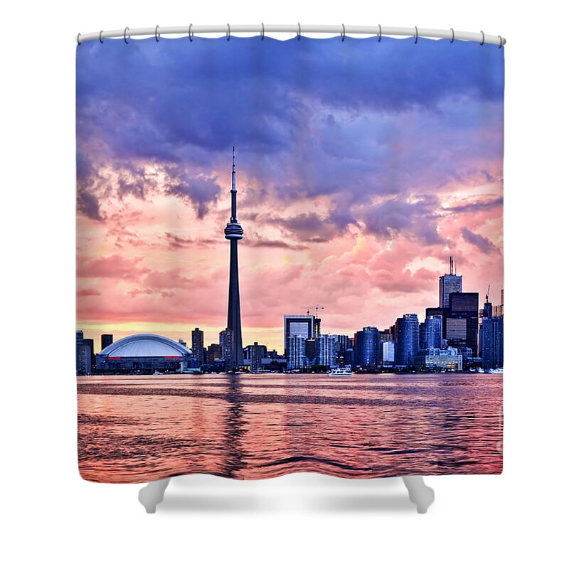 Toronto Shower Curtain featuring the photograph Toronto sunset skyline by Elena Elisseeva