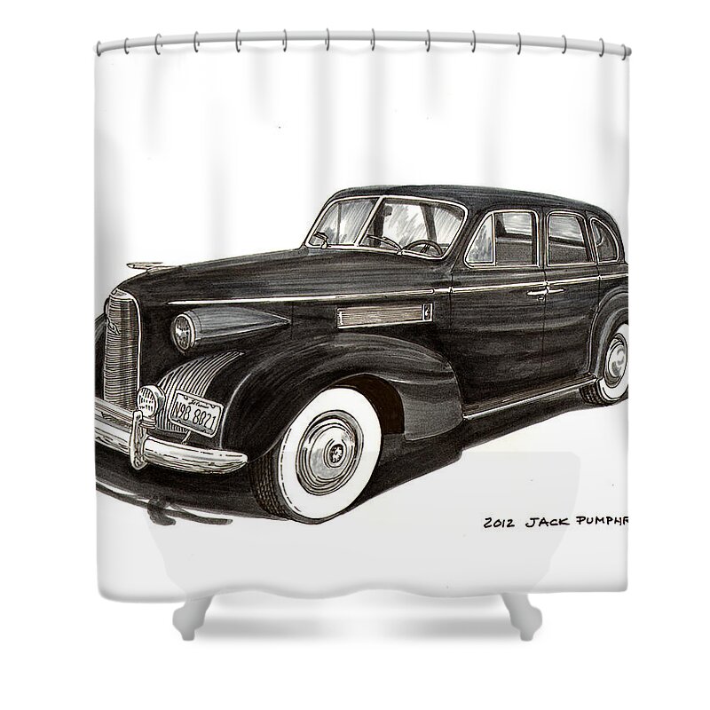 Thank You For Buying A 14.000 X 10.875 Print Of 1939 Lasalle Sedan Classic To A Buyer From Shoreham Shower Curtain featuring the painting 1939 LaSalle Sedan Classic by Jack Pumphrey