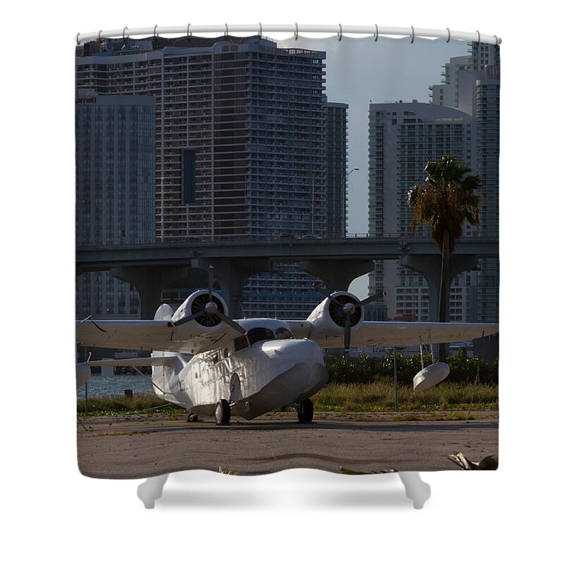 1941 Shower Curtain featuring the photograph 1941 Grumman Goose at Miami by Ed Gleichman