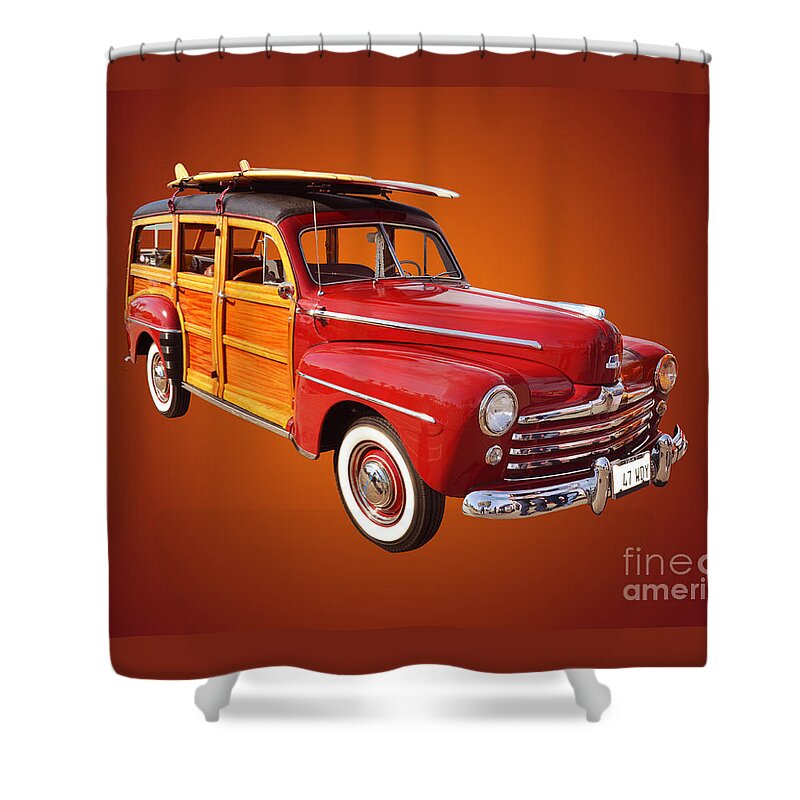 Car Shower Curtain featuring the photograph 1947 Woody by Jim Carrell