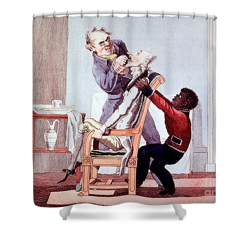 History Shower Curtain featuring the photograph 19th Century Dentistry Tooth Extraction by Science Source