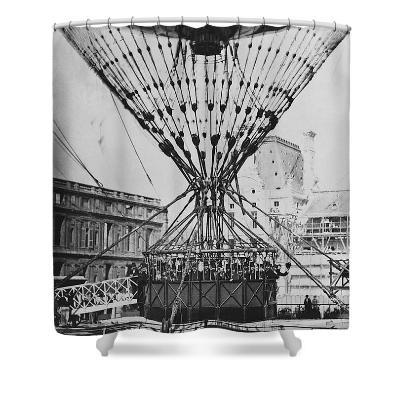 Historic Shower Curtain featuring the photograph 19th Century Hot Air Balloon by Photo Researchers