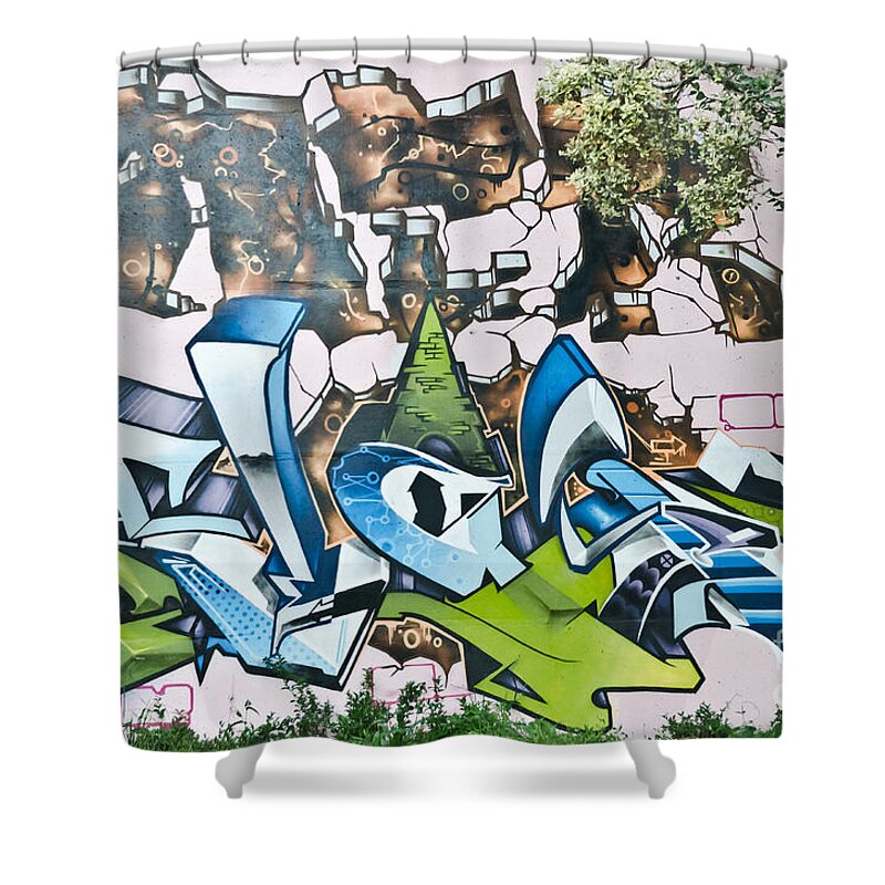 Graffiti Shower Curtain featuring the painting Abstract Colorful Graffiti #2 by Yurix Sardinelly