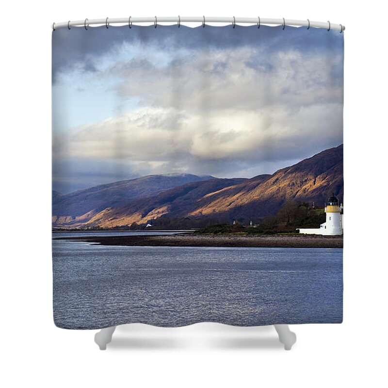 Argyll And Bute Shower Curtain featuring the photograph Corran lighthouse #2 by Gary Eason