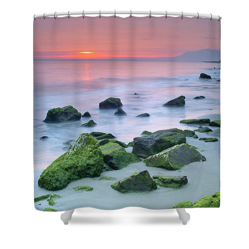 Seascape Shower Curtain featuring the photograph Pink sunset #6 by Guido Montanes Castillo