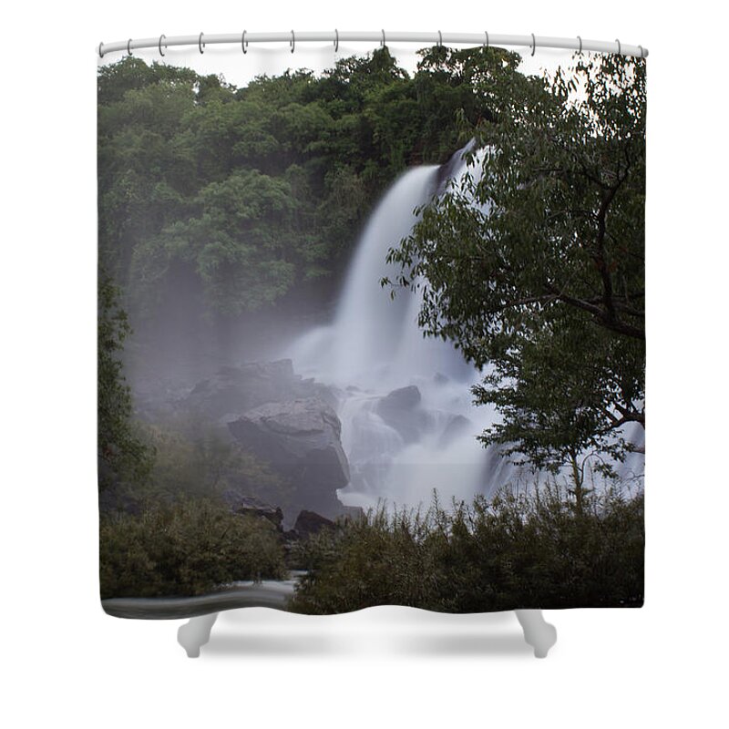 Shivanasamudra Falls Shower Curtain featuring the photograph Shivanasamudra Falls #2 by SAURAVphoto Online Store