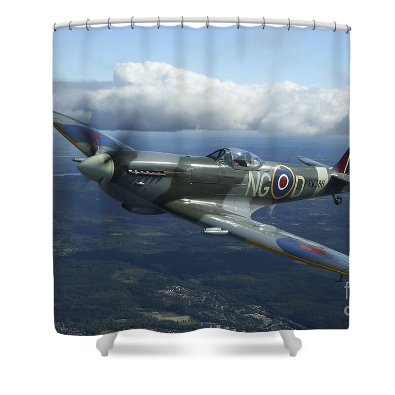 Transportation Shower Curtain featuring the photograph Supermarine Spitfire Mk.xvi Fighter #2 by Daniel Karlsson