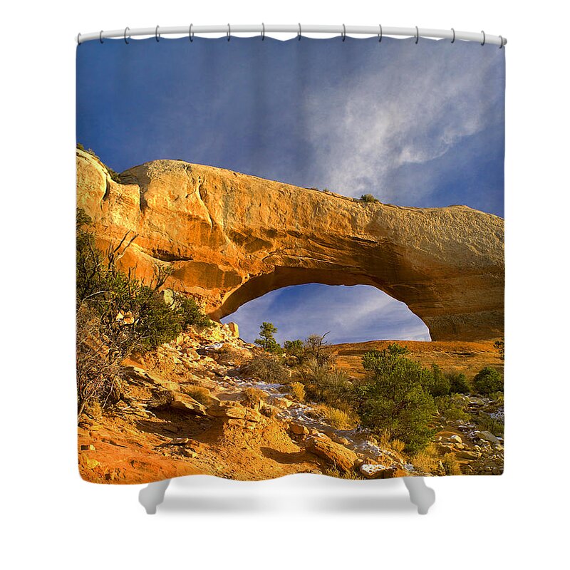 00175492 Shower Curtain featuring the photograph Wilson Arch With A Span Of 91 Feet #2 by Tim Fitzharris