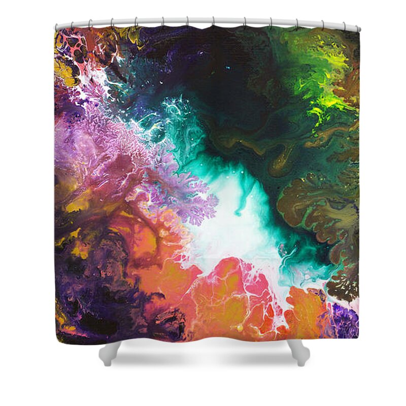 Colorful Shower Curtain featuring the painting 2010 Untitled 2 by Sally Trace