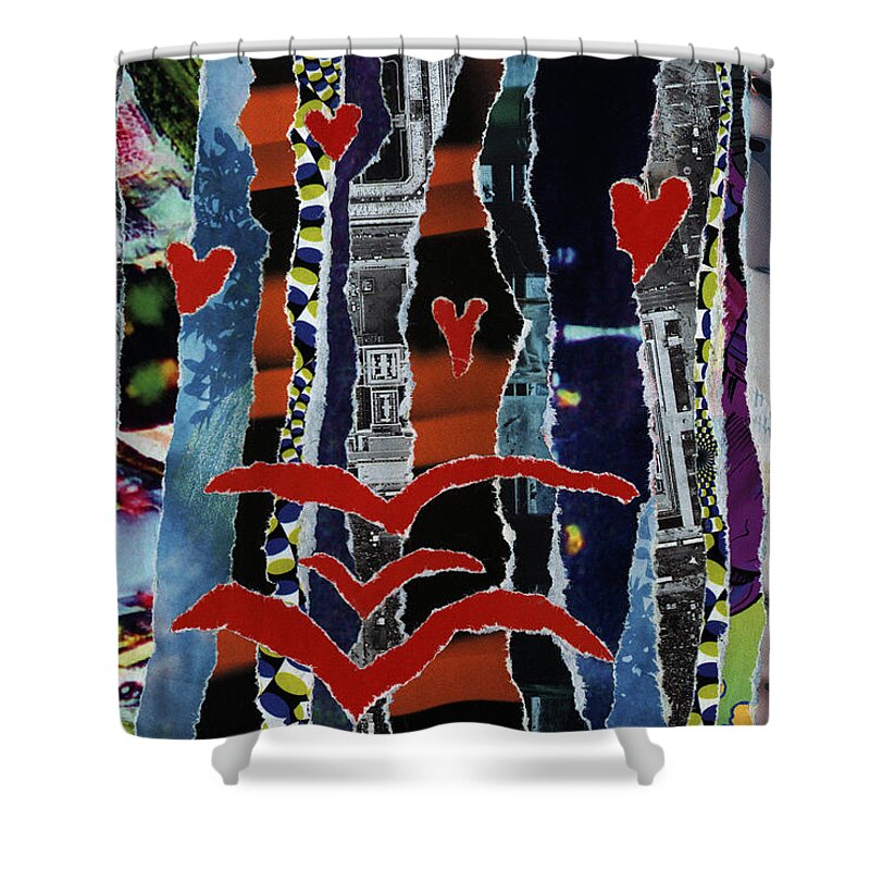 3 Birds And Prey Shower Curtain featuring the mixed media 3 Birds And Prey by Kenneth James