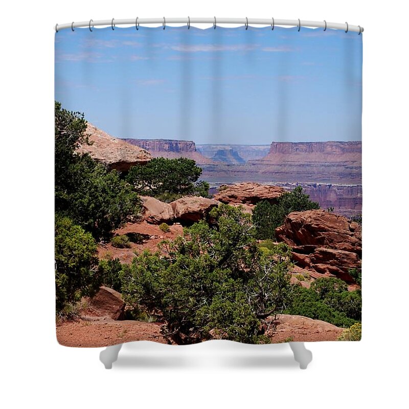 Canyonlands Shower Curtain featuring the photograph By the Canyon #3 by Dany Lison