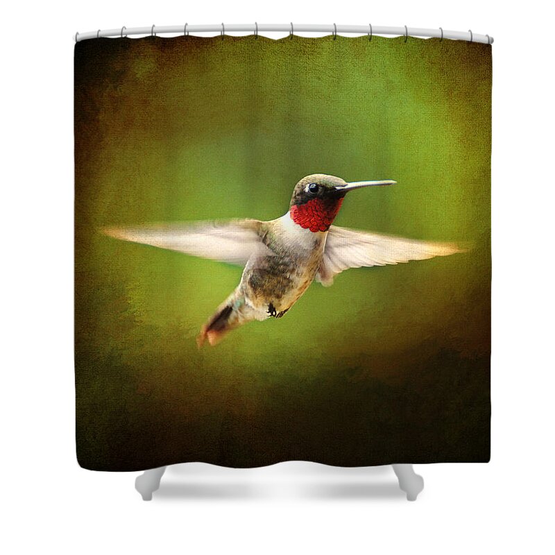 Avian Shower Curtain featuring the photograph Hummingbird in Flight #3 by Jai Johnson
