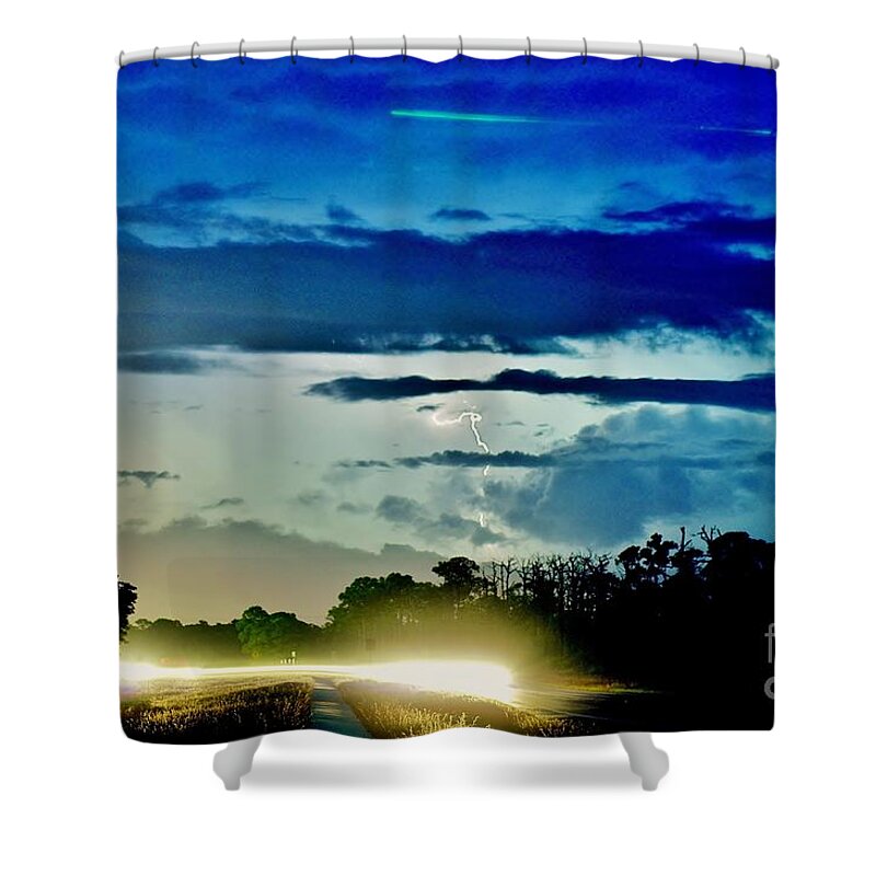 Streaks Shower Curtain featuring the photograph 3 Streaks by Don Youngclaus