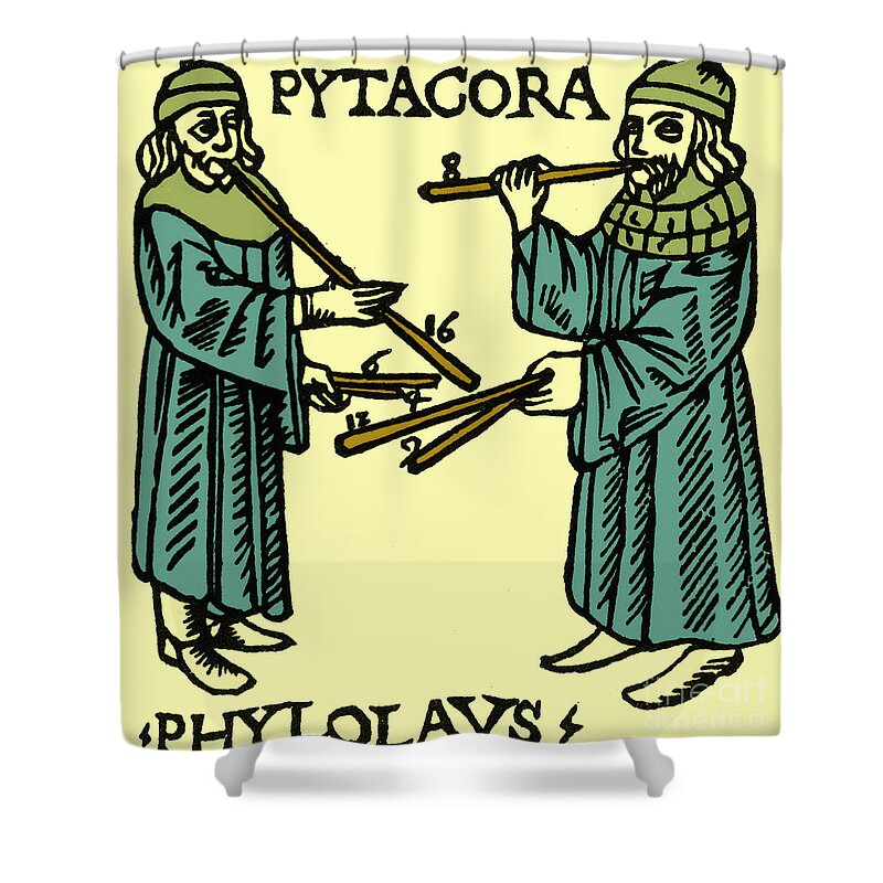 Science Shower Curtain featuring the photograph Pythagoras, Greek Mathematician #4 by Science Source