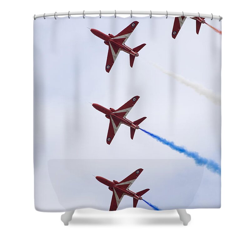 Red Shower Curtain featuring the photograph The Red Arrows #5 by Ian Middleton