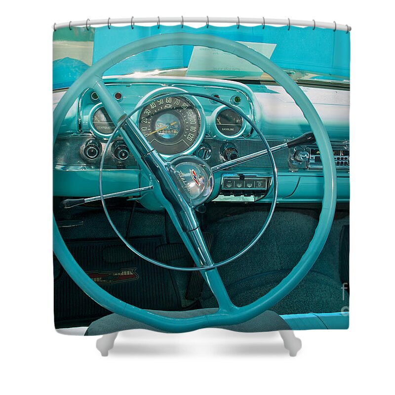 57 Chevy Shower Curtain featuring the photograph 57 Chevy Bel Air Interior 2 by Mark Dodd