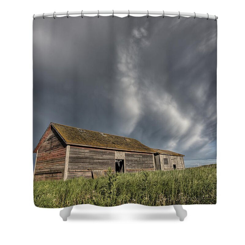 Abandoned Shower Curtain featuring the digital art Abandoned Farm #6 by Mark Duffy