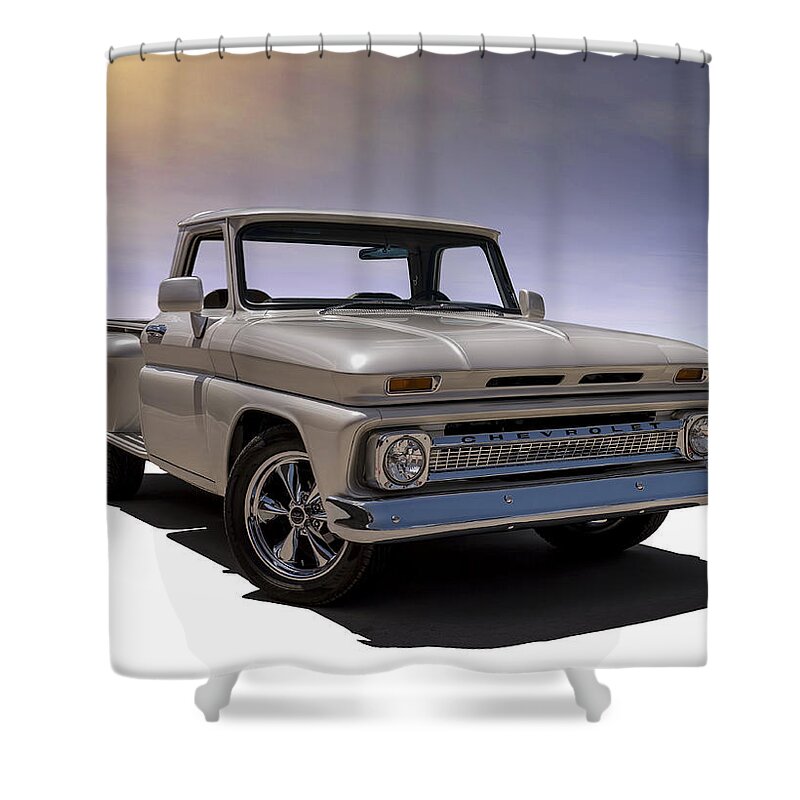 Chevrolet Shower Curtain featuring the digital art '66 Chevy Pickup by Douglas Pittman
