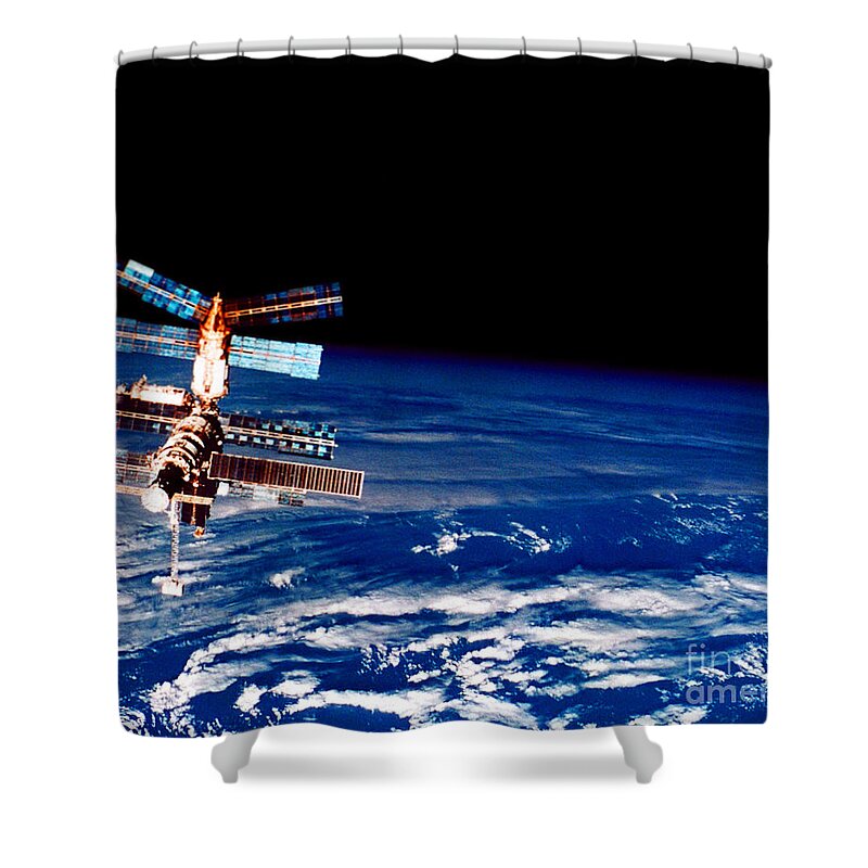 Space Shuttle View Shower Curtain featuring the photograph Mir Space Station #5 by Nasa