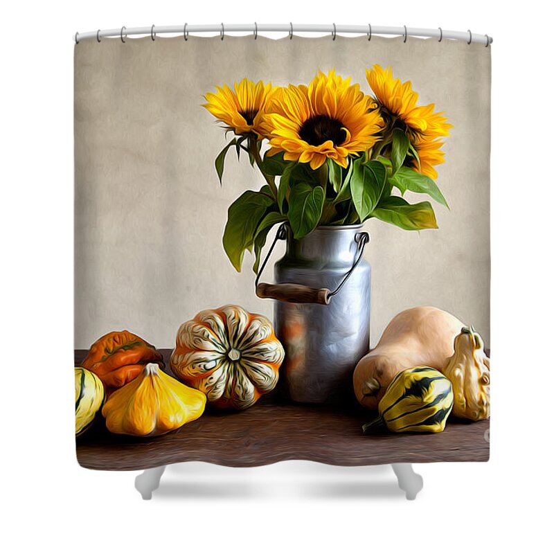 Autumn Shower Curtain featuring the painting Autumn #9 by Nailia Schwarz