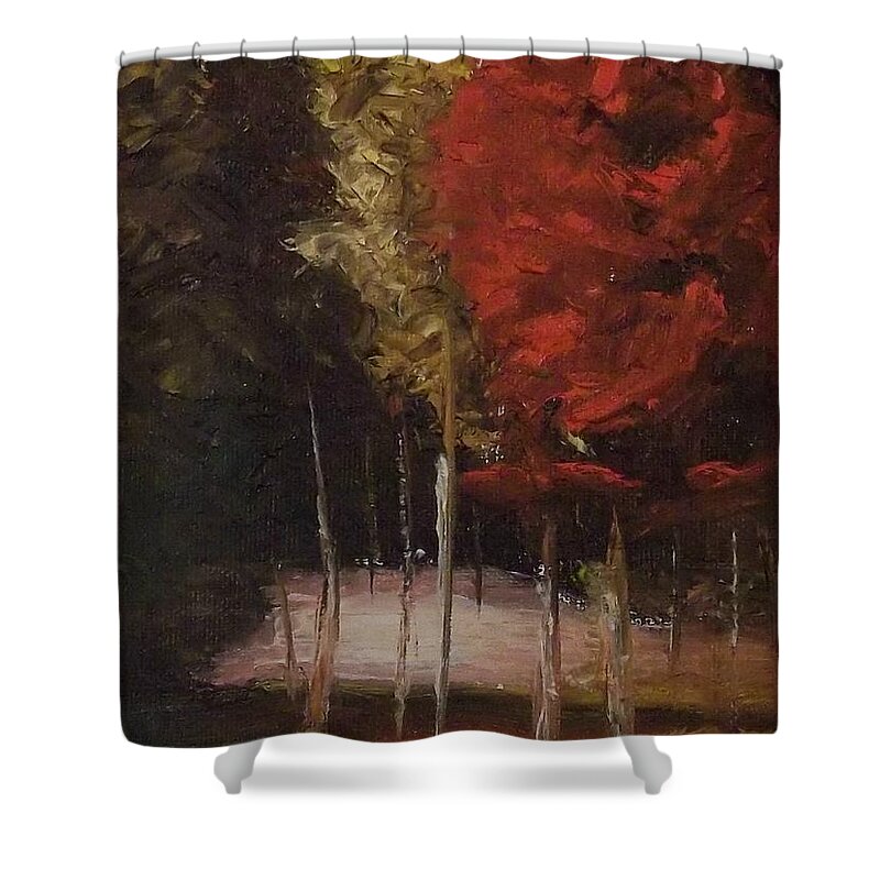Landscape Shower Curtain featuring the painting A Brighter Place by Stephen King