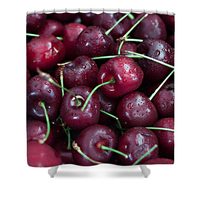 Cherry Shower Curtain featuring the photograph A Cherry Bunch by Sherry Hallemeier