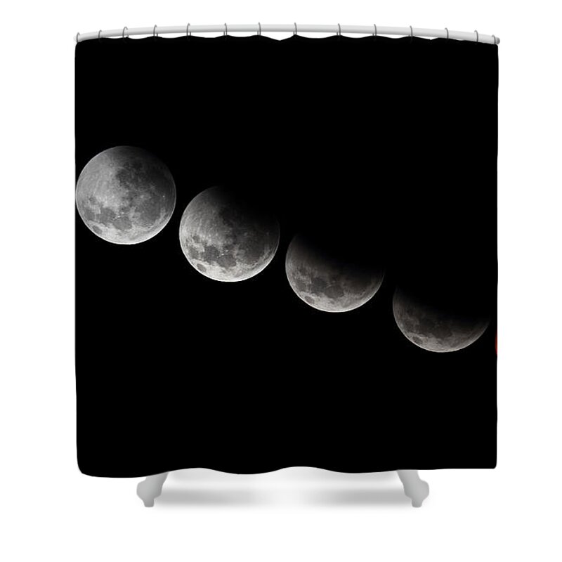 Lunar Phases Shower Curtain featuring the photograph A Composite Showing Different Stages by Luis Argerich