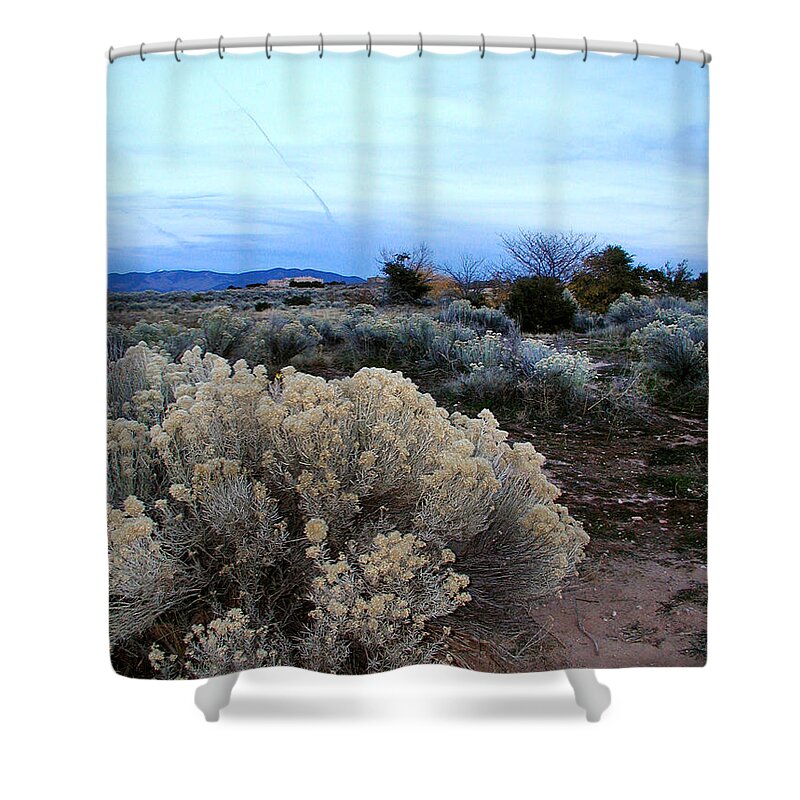 Santa Fe Shower Curtain featuring the photograph A Desert View after Sunset by Kathleen Grace