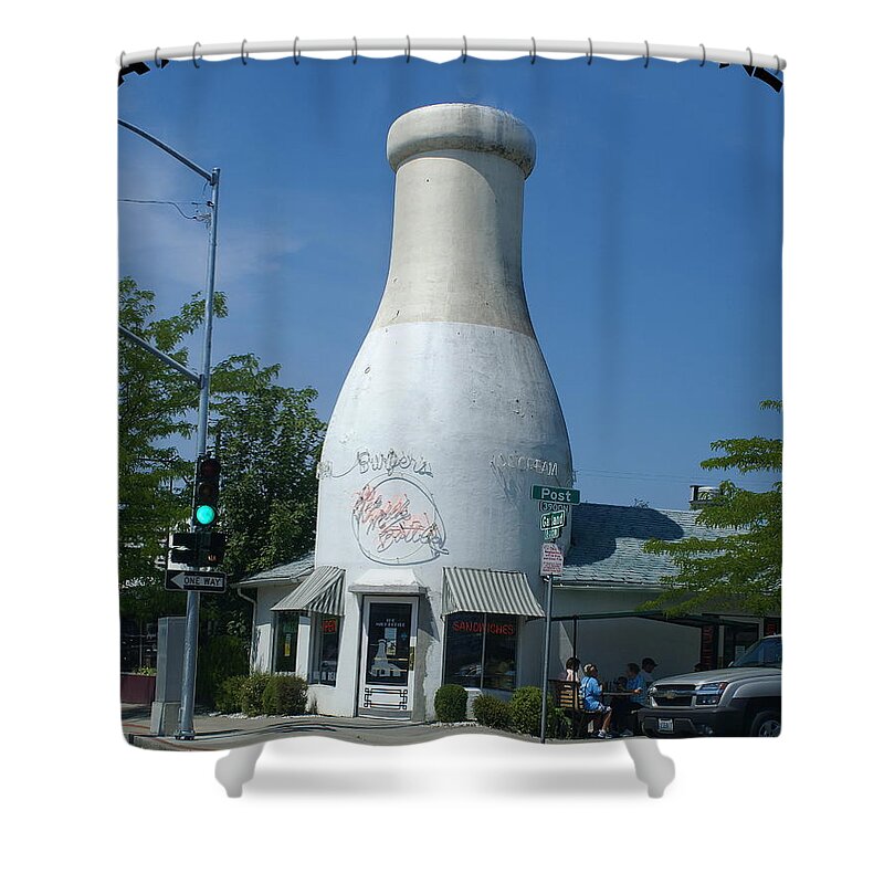 Spokane Shower Curtain featuring the photograph A Giant Milk Bottle in Spokane by Ben Upham III