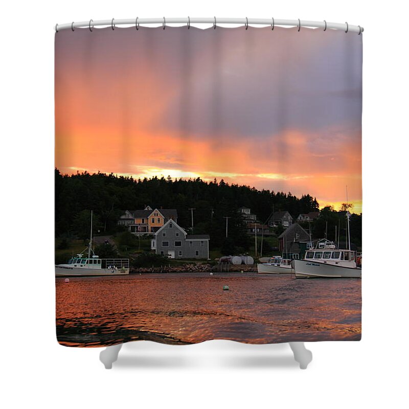 Seascape Shower Curtain featuring the photograph A Maine Coast Sunset by Doug Mills