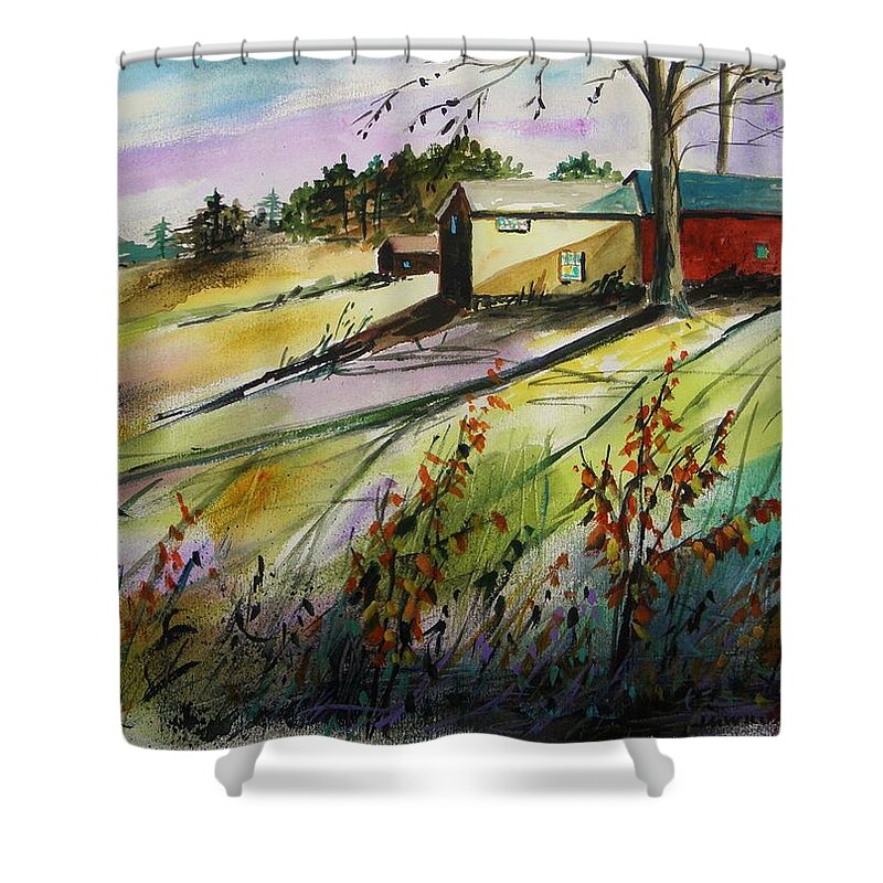 Watercolor Shower Curtain featuring the painting A Moment at Sundown by John Williams