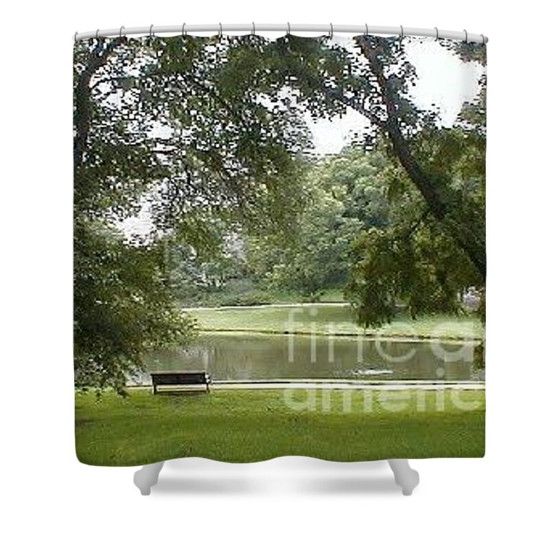 Bench Shower Curtain featuring the photograph A Quiet Place by Vonda Lawson-Rosa