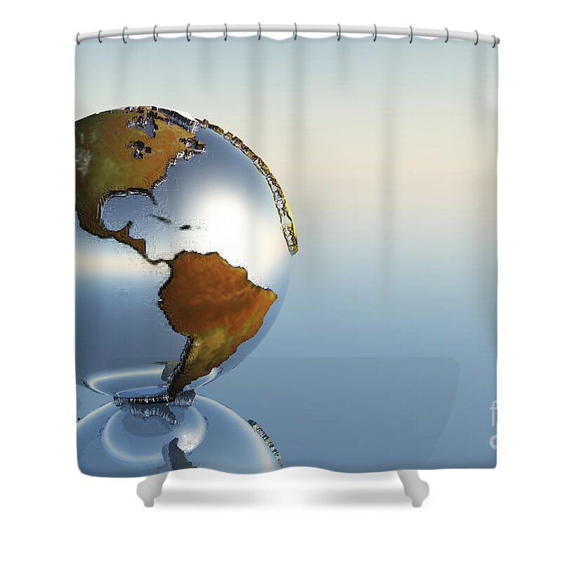 America Shower Curtain featuring the digital art A Sphere Holding North And South by Corey Ford