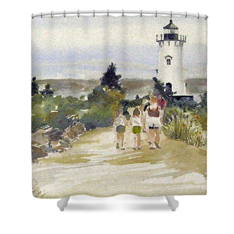 Lighthouses Of New England Shower Curtain featuring the painting A Walk to Edgartown Light by P Anthony Visco