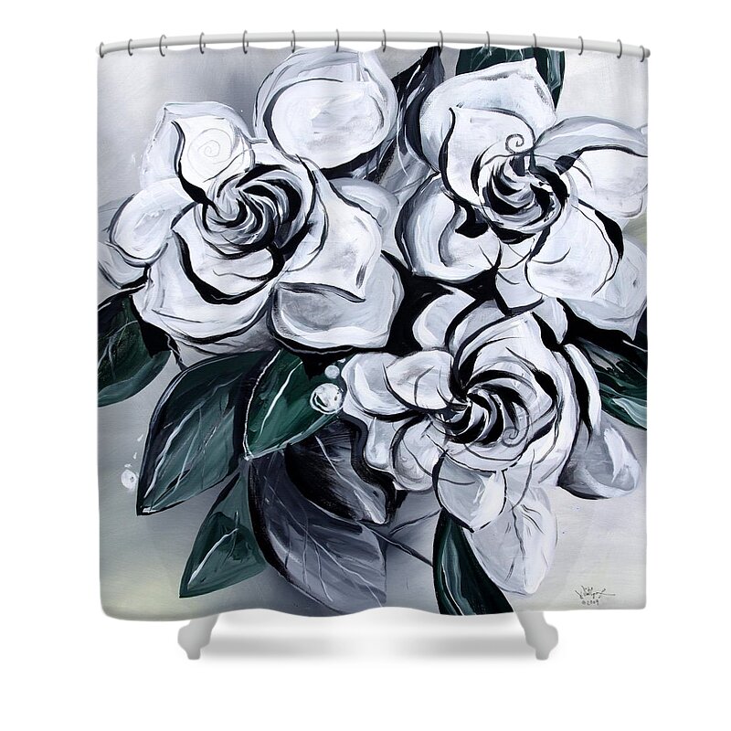 Gardenias Shower Curtain featuring the painting Abstract Gardenias by J Vincent Scarpace