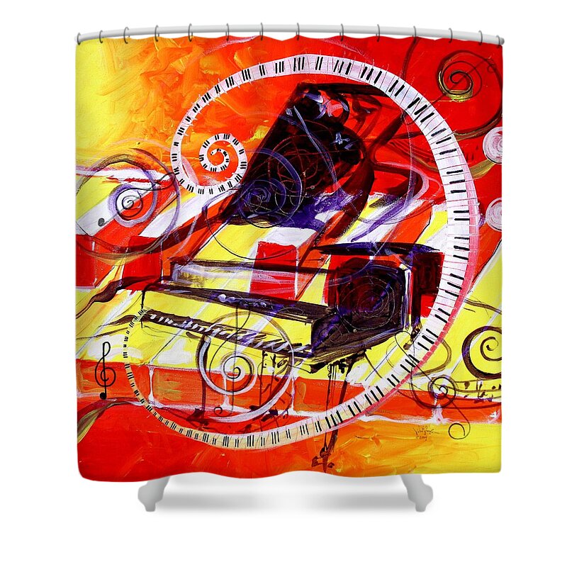 Piano Shower Curtain featuring the painting Abstract Jazzy Piano by J Vincent Scarpace
