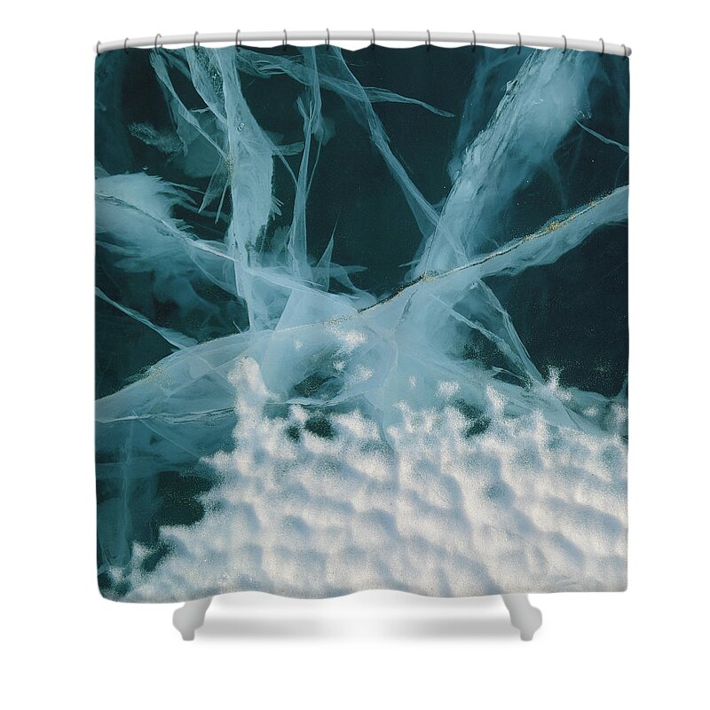 Hhh Shower Curtain featuring the photograph Abstract Of Marbled Ice, Antarctica by Colin Monteath
