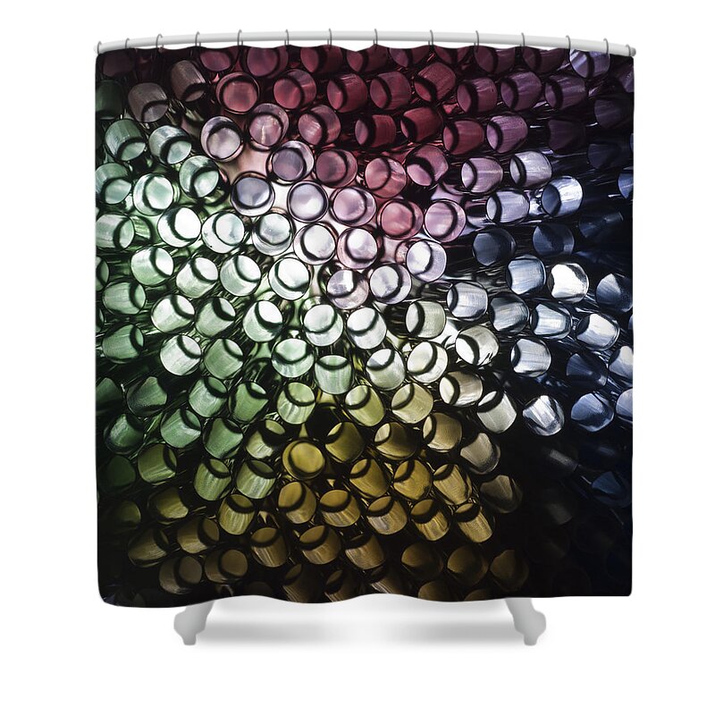 Coloured Drinking Straws Shower Curtain featuring the photograph Abstract Straws by Steve Purnell