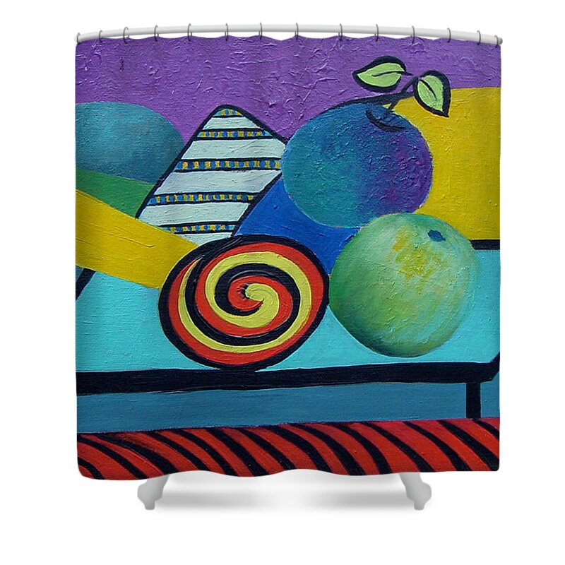 Abstract Shower Curtain featuring the painting Abstracted Apples by Karin Eisermann